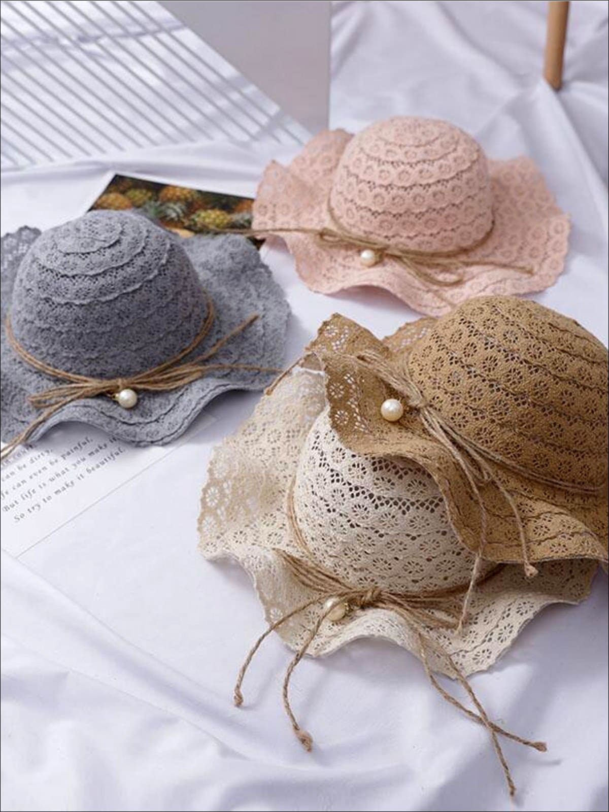 Girls Boho Floppy Straw Hat With Pearl Embellishment Mia Belle Girls