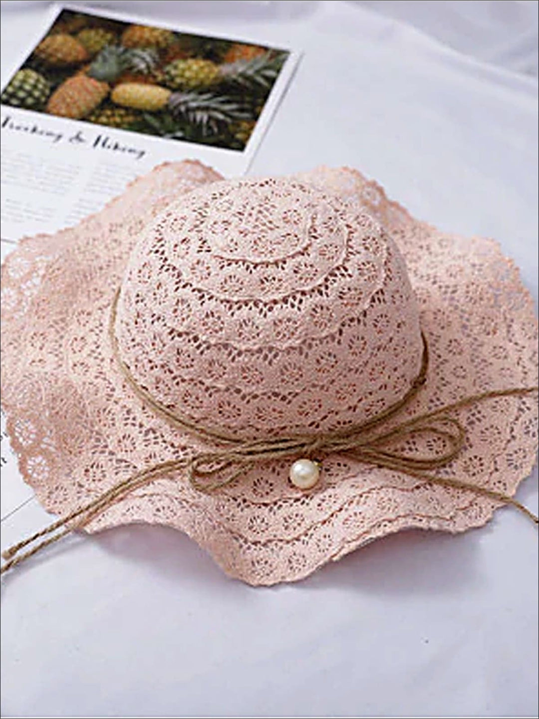 Girls Boho Floppy Straw Hat With Pearl Embellishment - Girls Hats