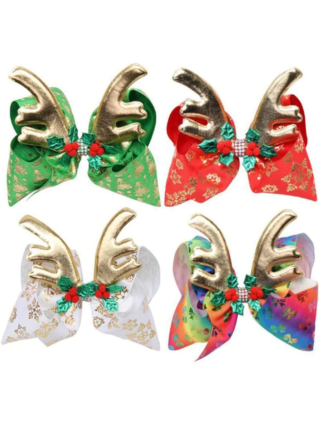 Christmas Accessories | Little Girls Bow & Reindeer Antler Hair Clip