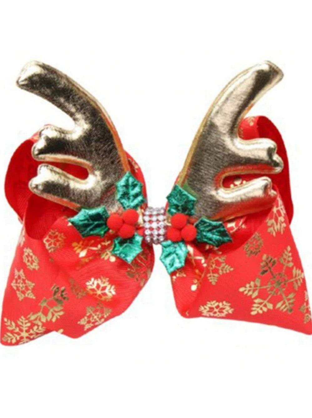 Christmas Accessories | Little Girls Bow & Reindeer Antler Hair Clip