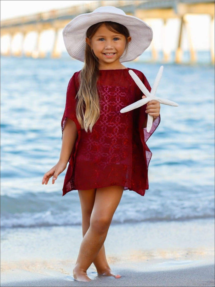 Kids Resort Wear | Little Girls Sheer Ruffle Hem Cover Up