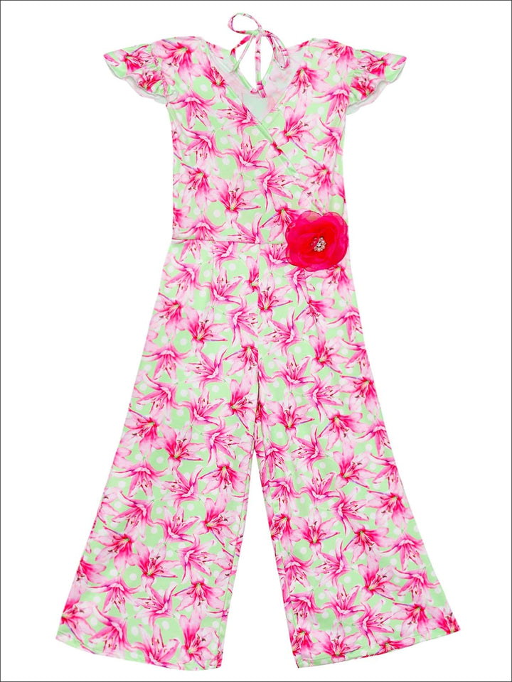 Little Girls Spring Outfits | Toddler Cap Sleeve Floral Print Jumpsuit