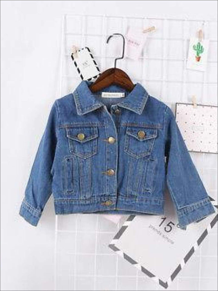 Kids Denim Clothes | Denim Jacket With Pockets | Mia Belle Girls 