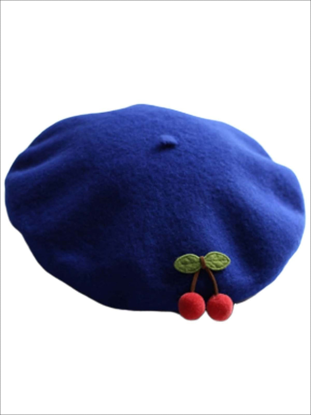 Girls Cherries French Wool Beret - Royal Blue - Girls Berets