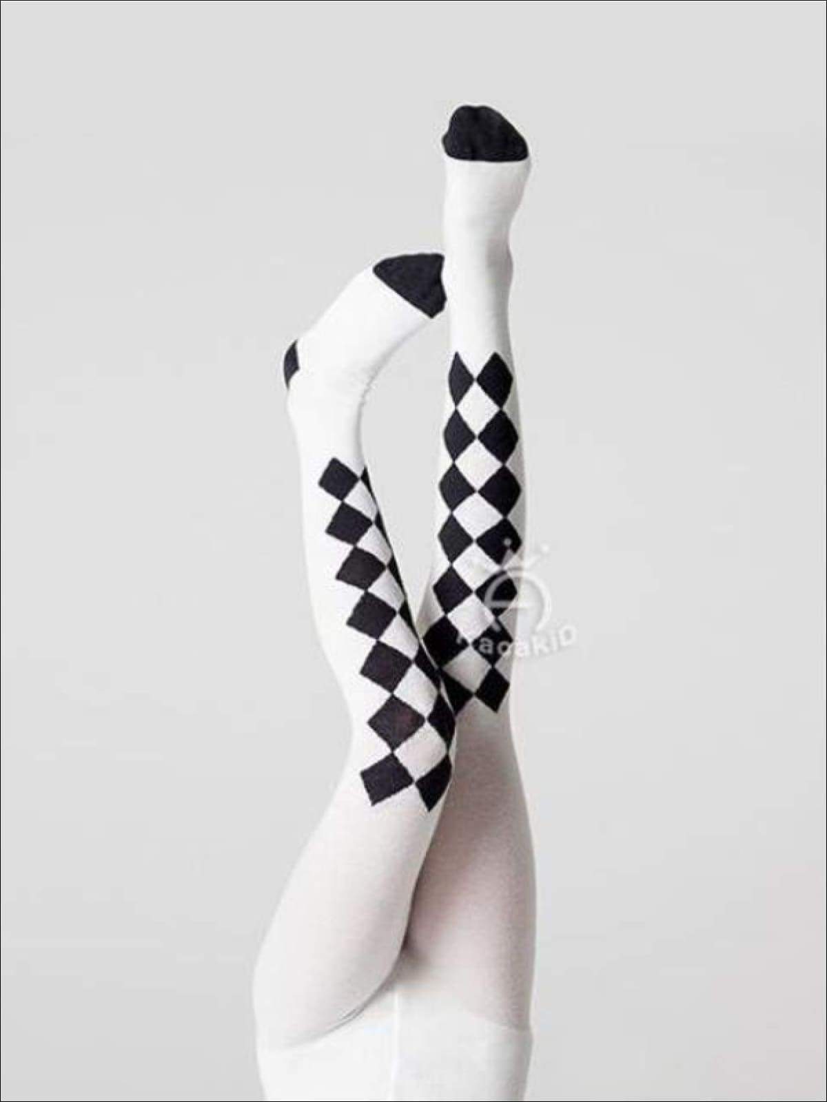 Girls black and white tights shop