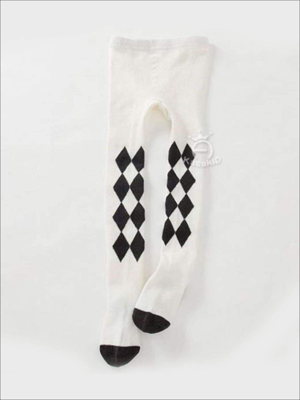 Halloween Accessory | White & Black Checkered Tights - Mia Belle Girls