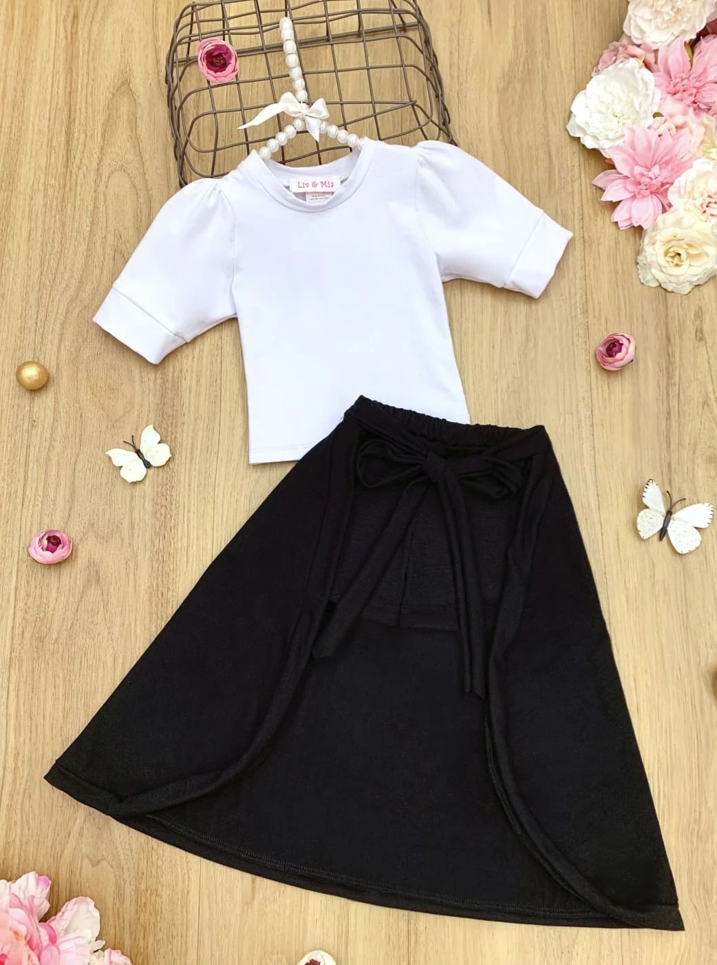 Spring Three Piece Outfits | Girls Top, Shorts & Wrap Skirt Set