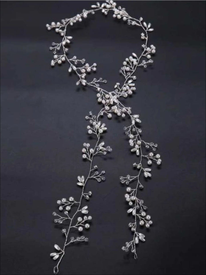 Girls Crystal and Pearl Embellished Sugar Plum Fairy Hairpiece - Silver - Girls Hair Accessories