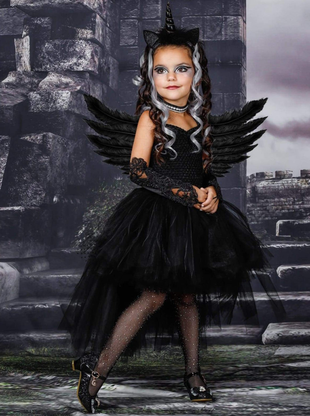 Kids Halloween Costumes | Black Unicorn Tutu Dress | Mia Belle Girls