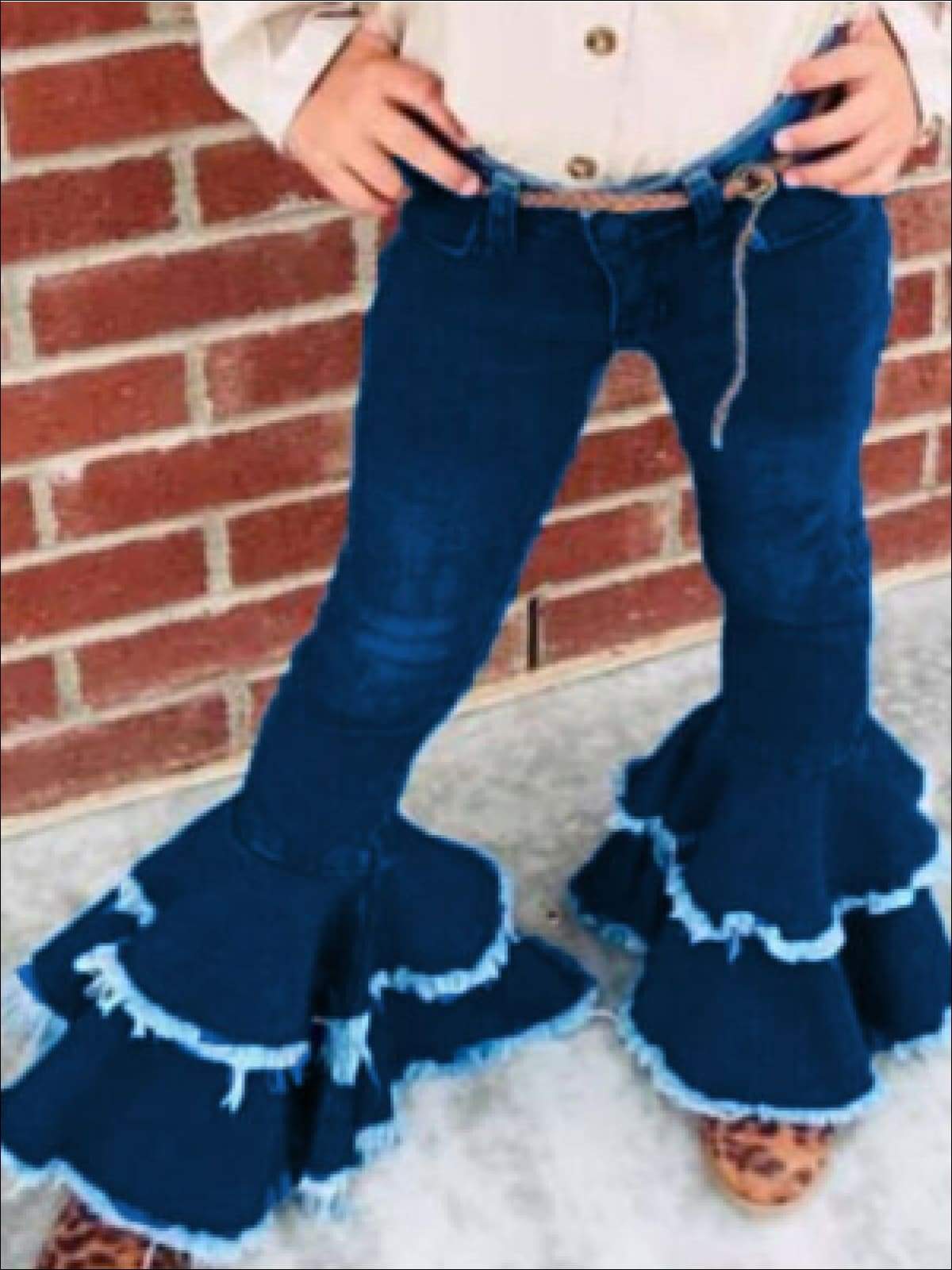 Fashion dark denim bell bottoms