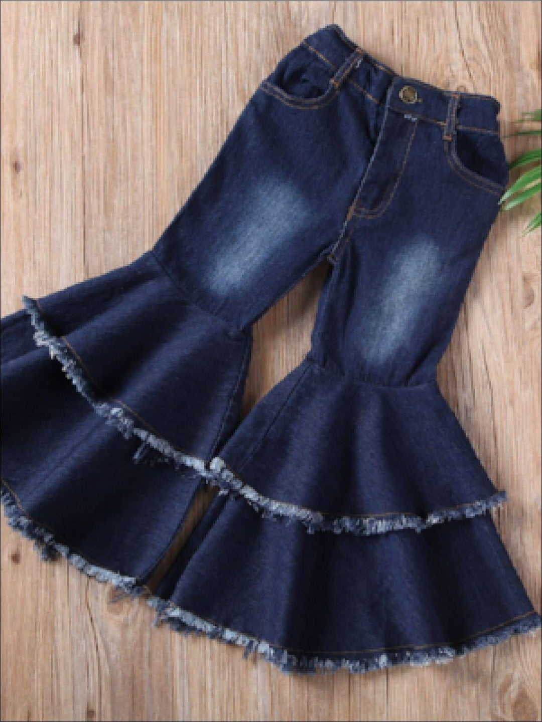 Jeans for Little Girls | Frayed Bell Bottom Jeans | Mia Belle Girls