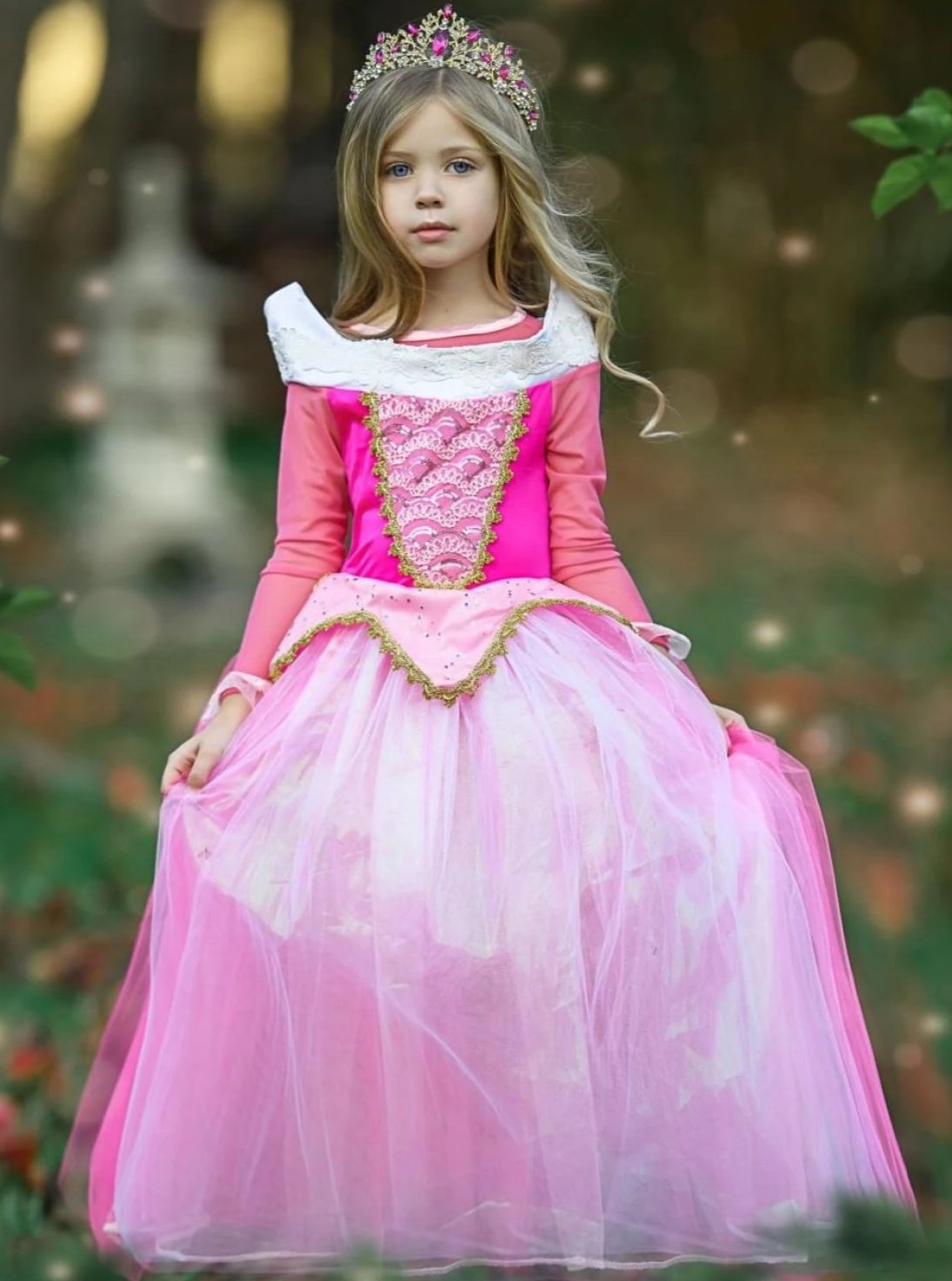 Girls Deluxe Sleeping Beauty Aurora Cutie Princess Dress Mia Belle Girls