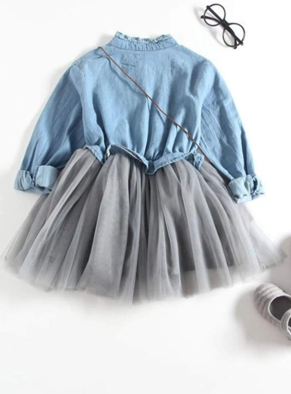 There She Goes Denim Tutu Dress - Mia Belle Girls