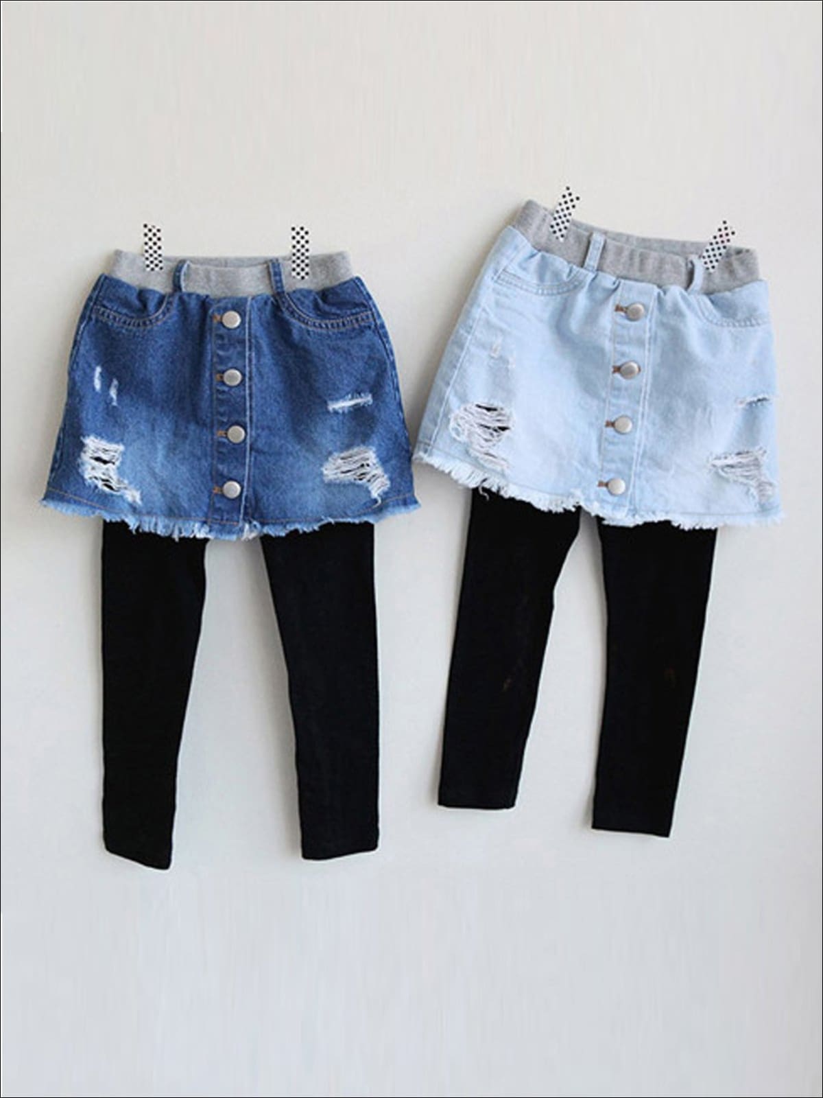 Mini jean skirt with leggings best sale