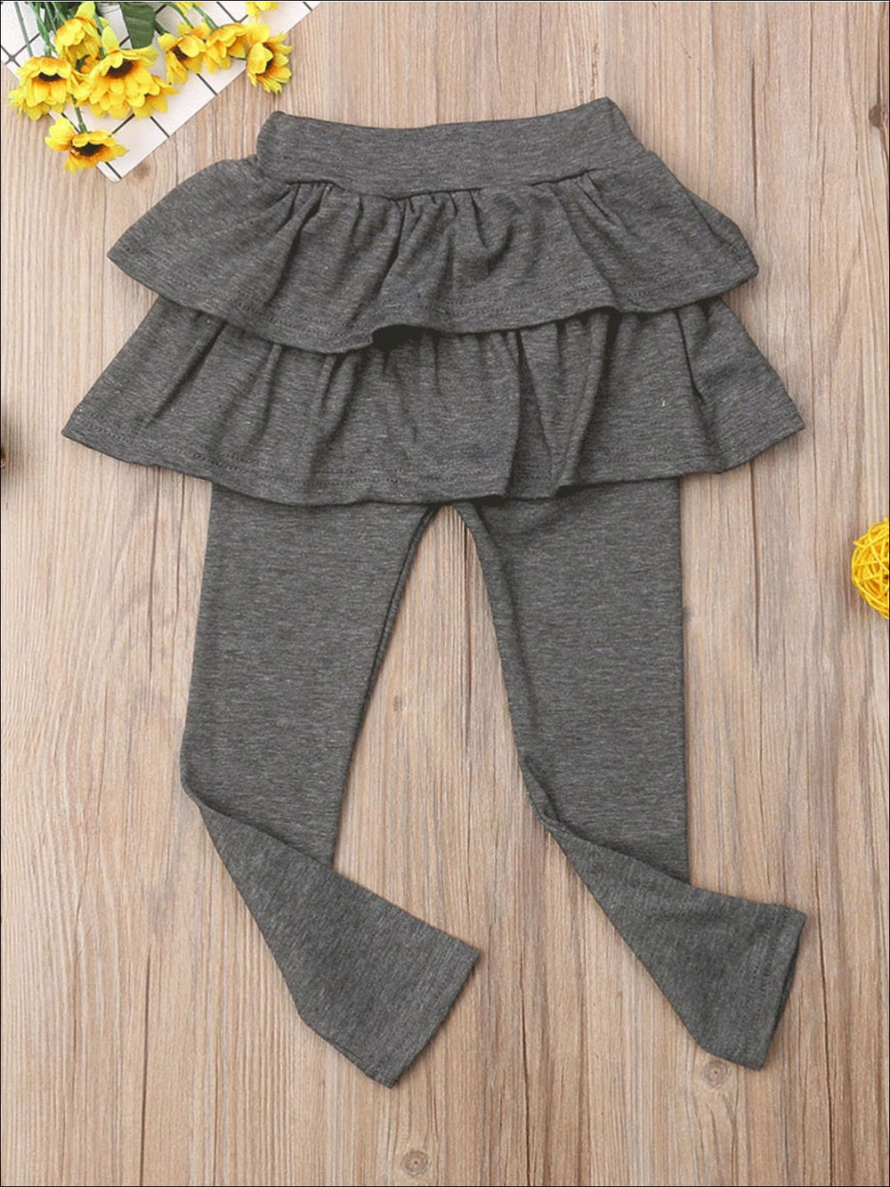 Girls Double Layer Ruffle Skirt Leggings - Girls Leggings