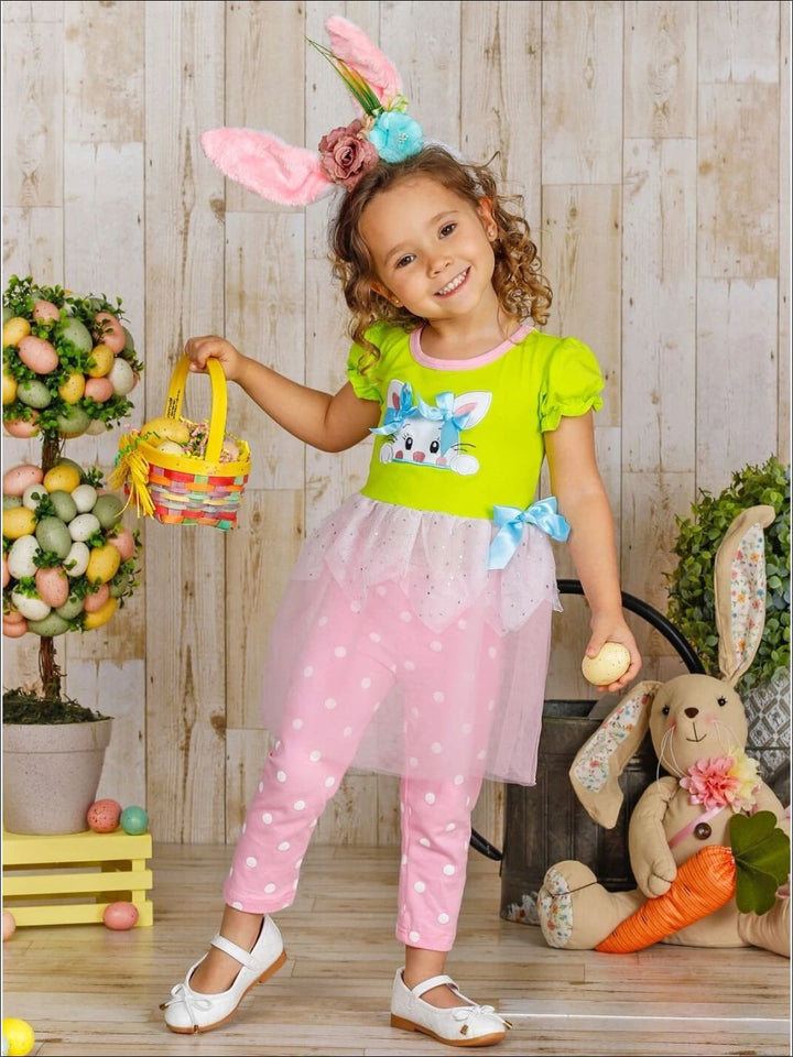 Causal Easter Outfits | Girls Bunny Sequin Tutu Tunic & Legging Set