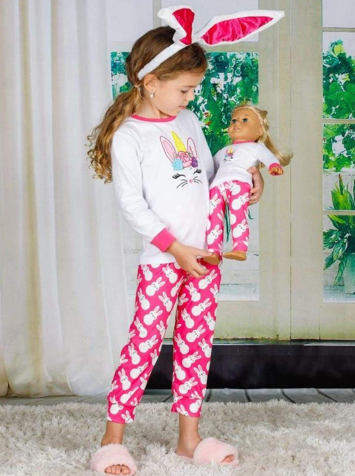 Girls Easter Themed Leggings Set with Matching Doll Set