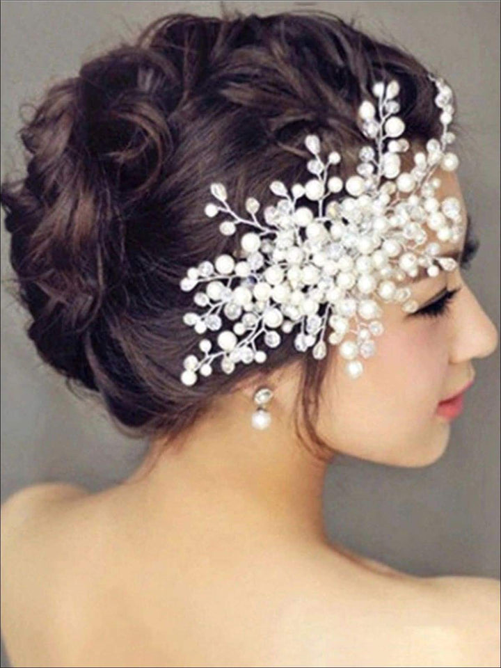 Girls Elegant Crystal & Pearl Embellished Headpiece - Hair Accessories