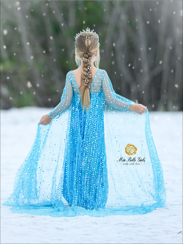 Halloween Costumes | Frozen Inspired Elsa Sequin Gown | Mia Belle Girls