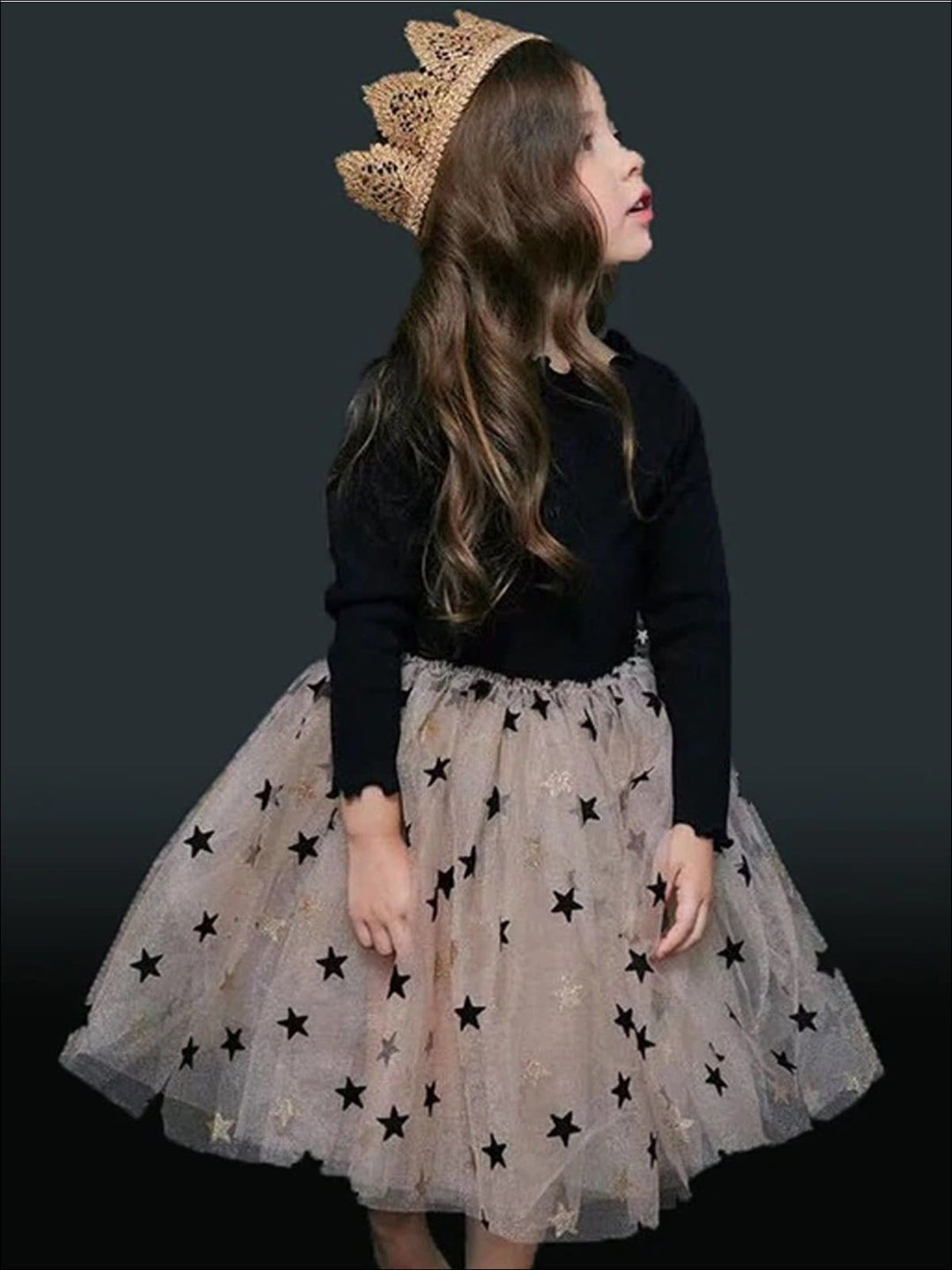 Winter Dressy Dresses | Girls Sequin Star Tulle Sweater Tutu Dress