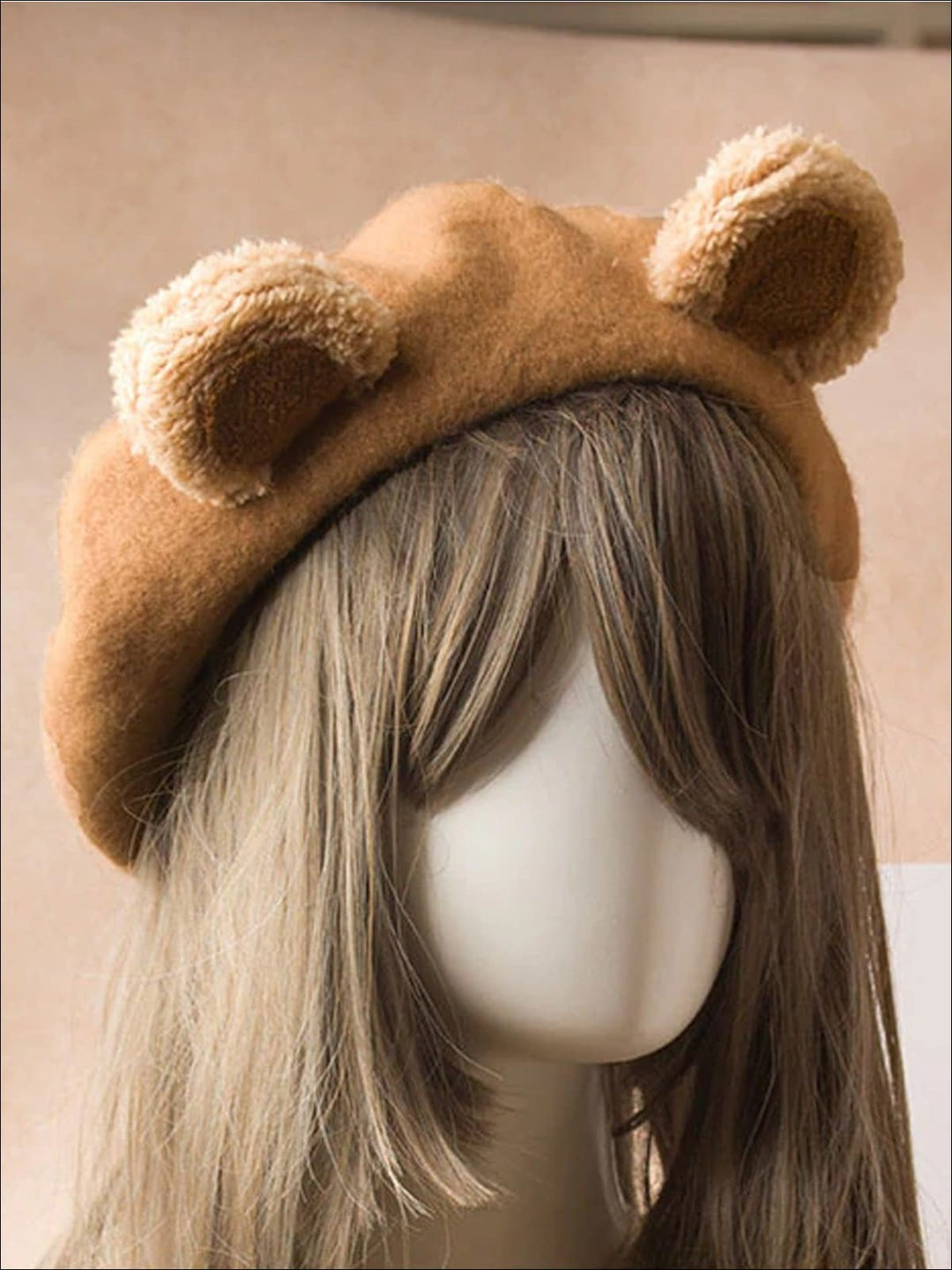 Girls Fall Plush Bear Ear Beret - Brown - Girls Berets