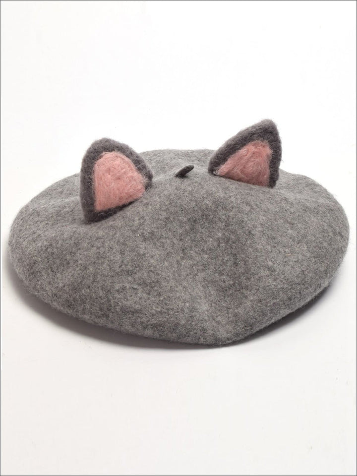 Girls Fall Wool Cat Ear Beret - Girls Berets