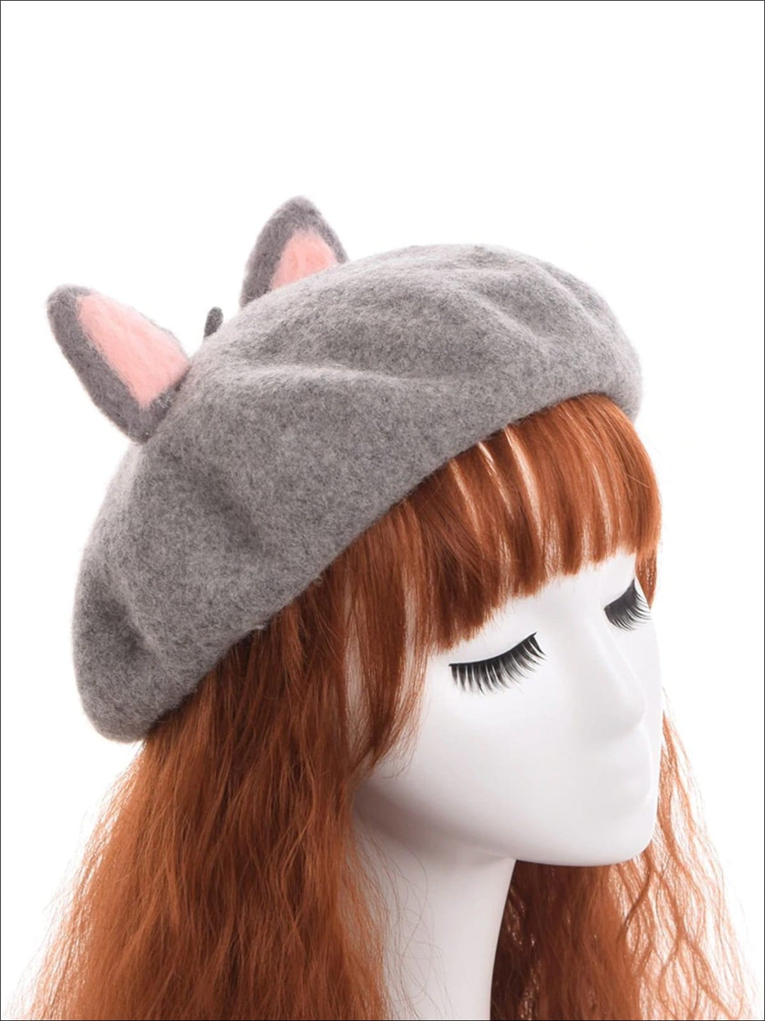 Girls Fall Wool Cat Ear Beret - Grey - Girls Berets