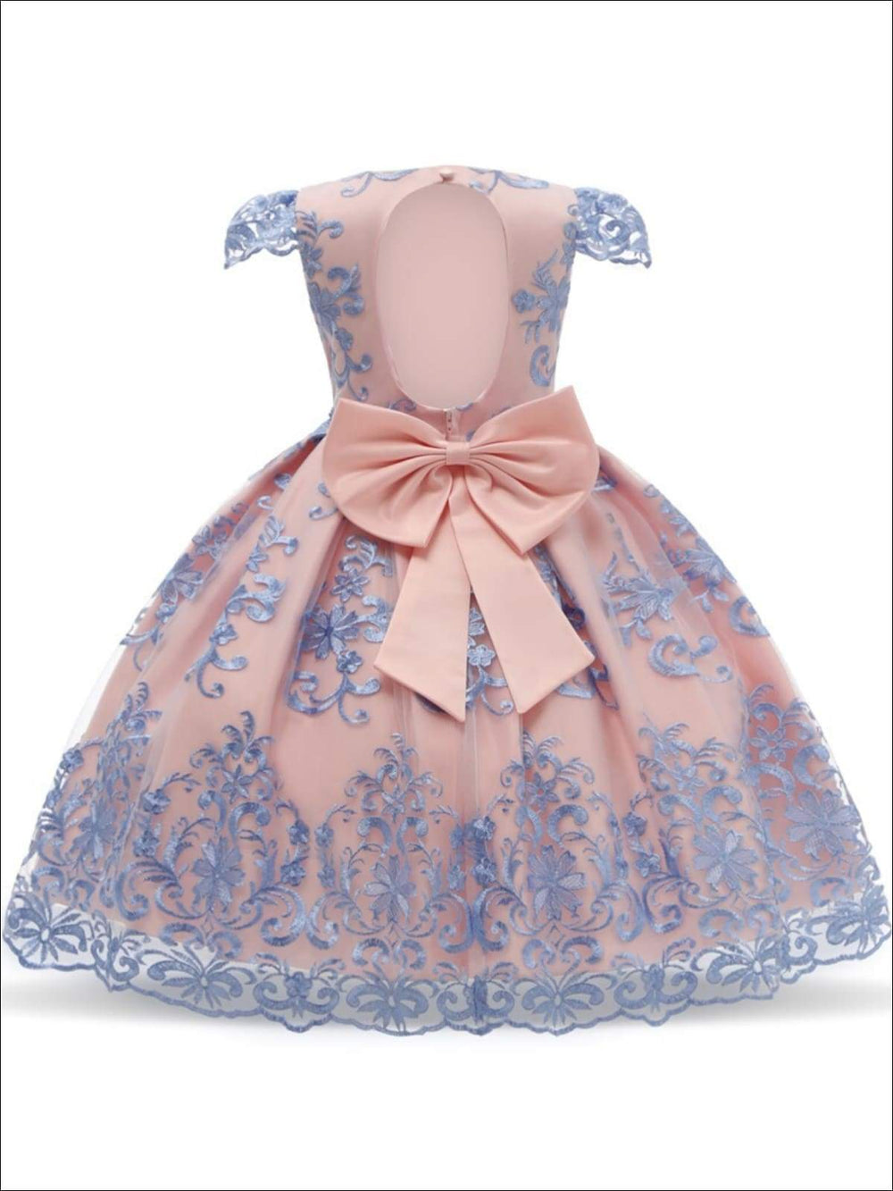 Toddler Spring Party Dresses | Girls Blue Floral Lace Princess Dress