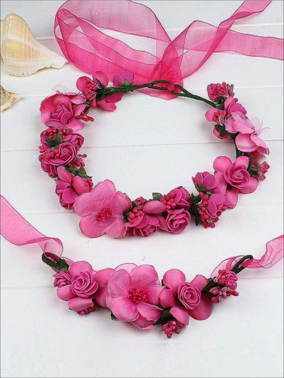 Girls Flower Halo Set - Hot Pink / One - Flower Halo