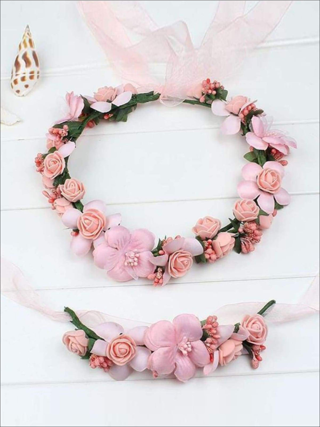 Girls Flower Halo Set - Peachy Pink / One - Flower Halo