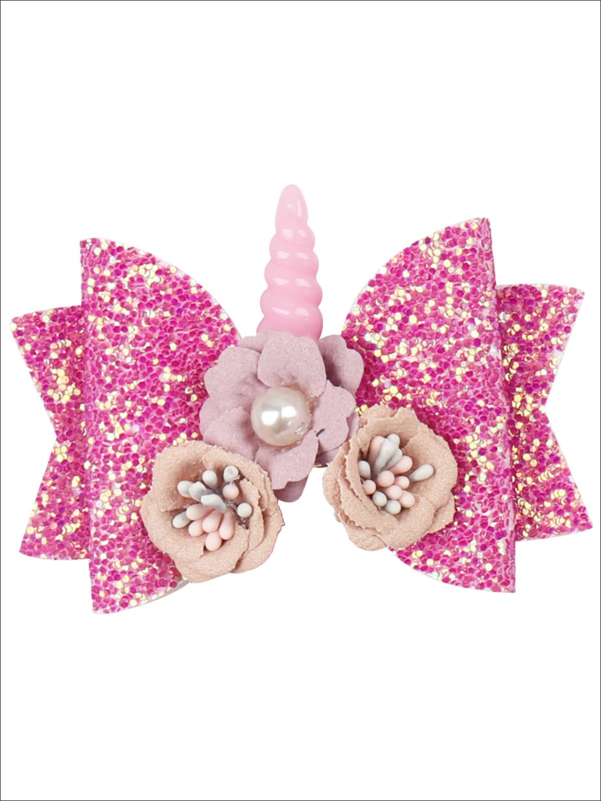 Girls Flower Unicorn Glitter Hair Bow – Mia Belle Girls