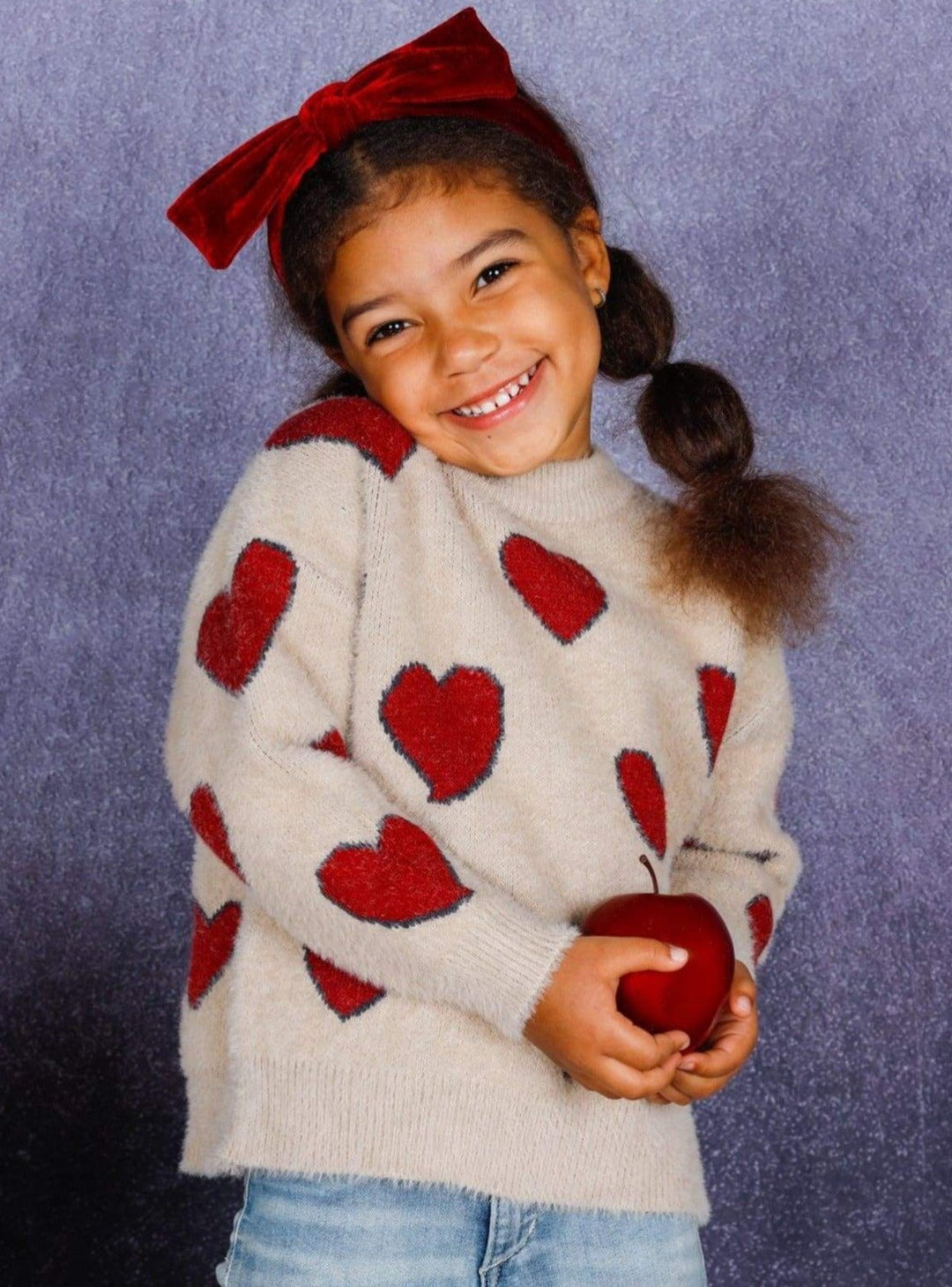 Kids Sweaters & Cardigans | Fuzzy Heart Sweater | Mia Belle Girls