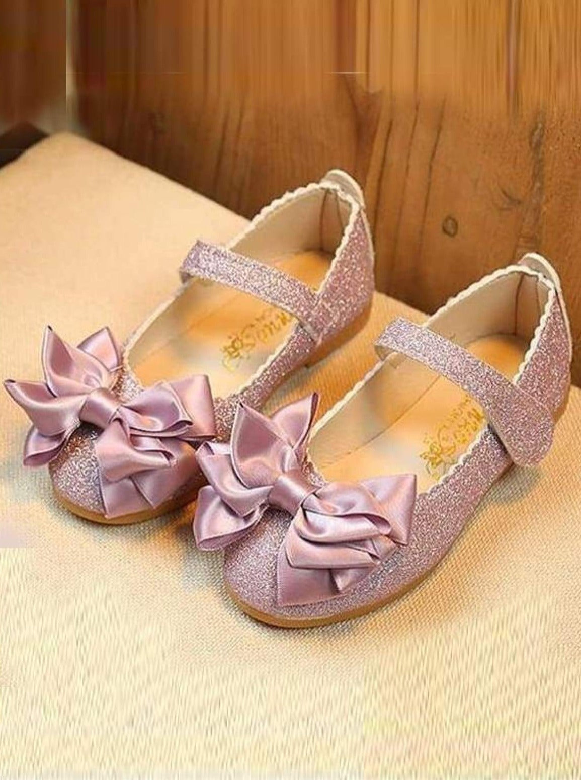 Step and Shine Glitter Bow Shoes by Liv and Mia Lilac 2