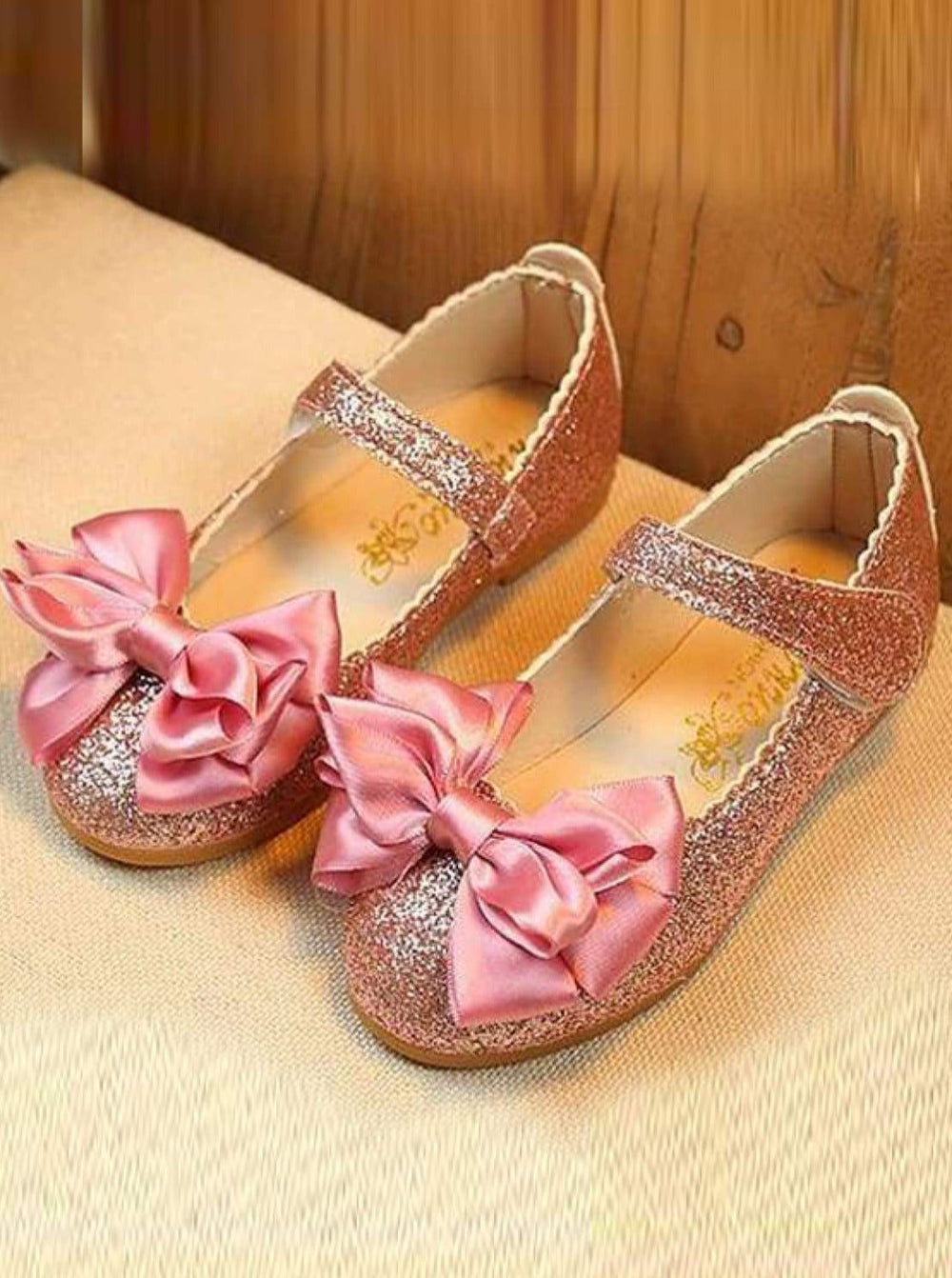 Mia Belle Girls Glitter Bow Shoes | Shoes By Liv and Mia 