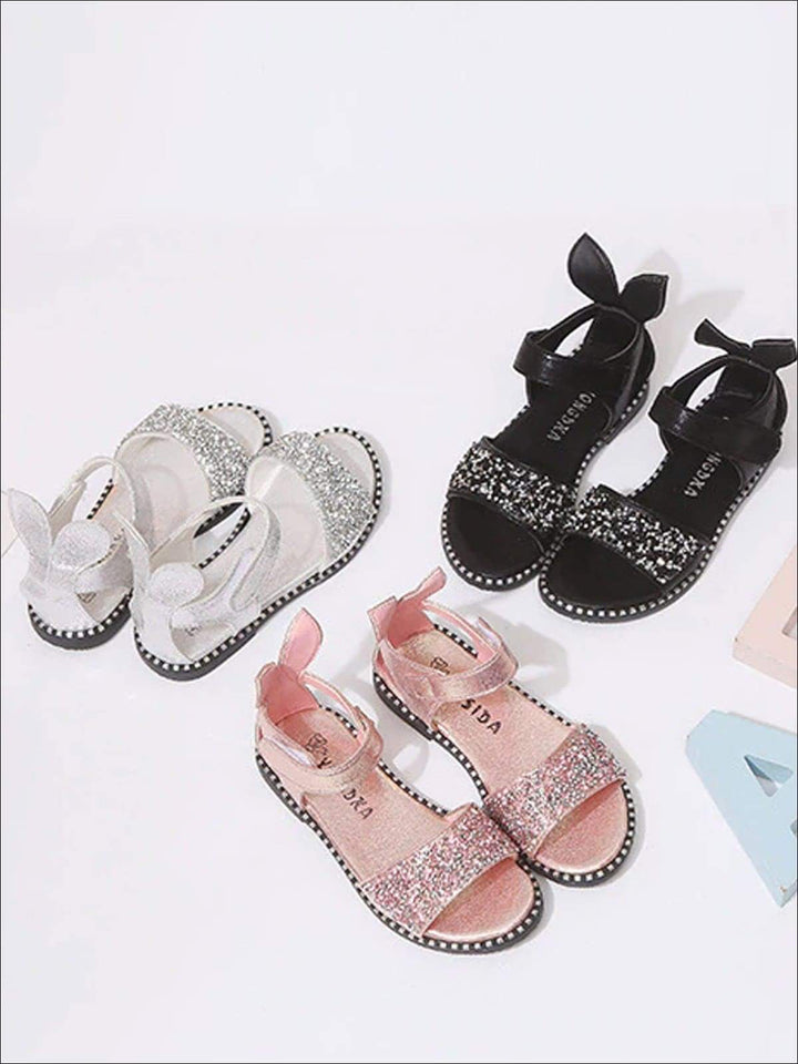 Mia Belle Girls Glitter Bunny Ear Sandals | Shoes By Liv and Mia