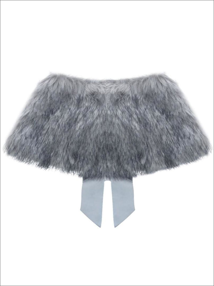 Girls Grey Faux Fur Princess Cloak/Bolero - Girls Halloween Costume