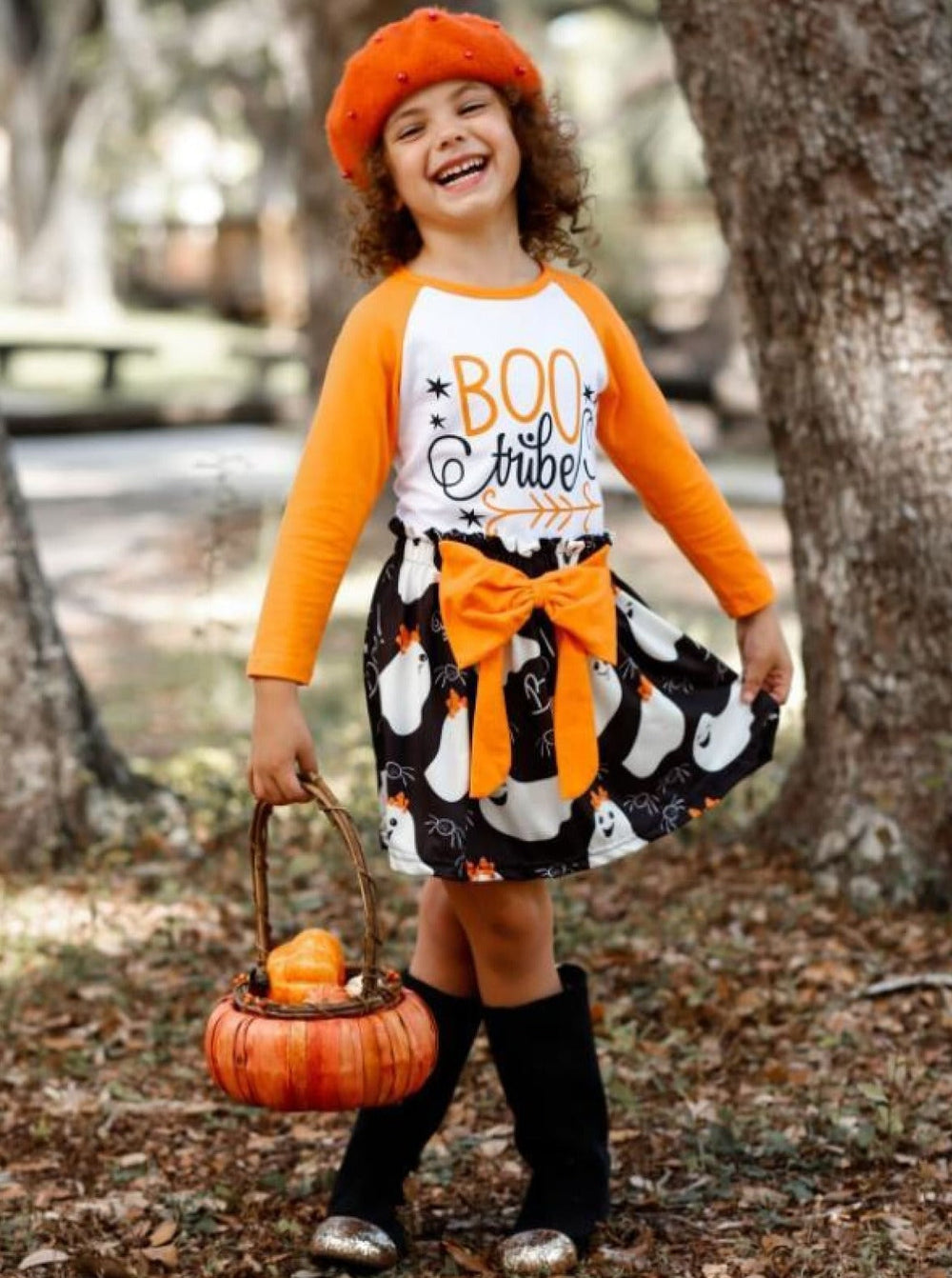 Girls Halloween Apparel | Top & Ghost Skirt Set - Mia Belle Girls