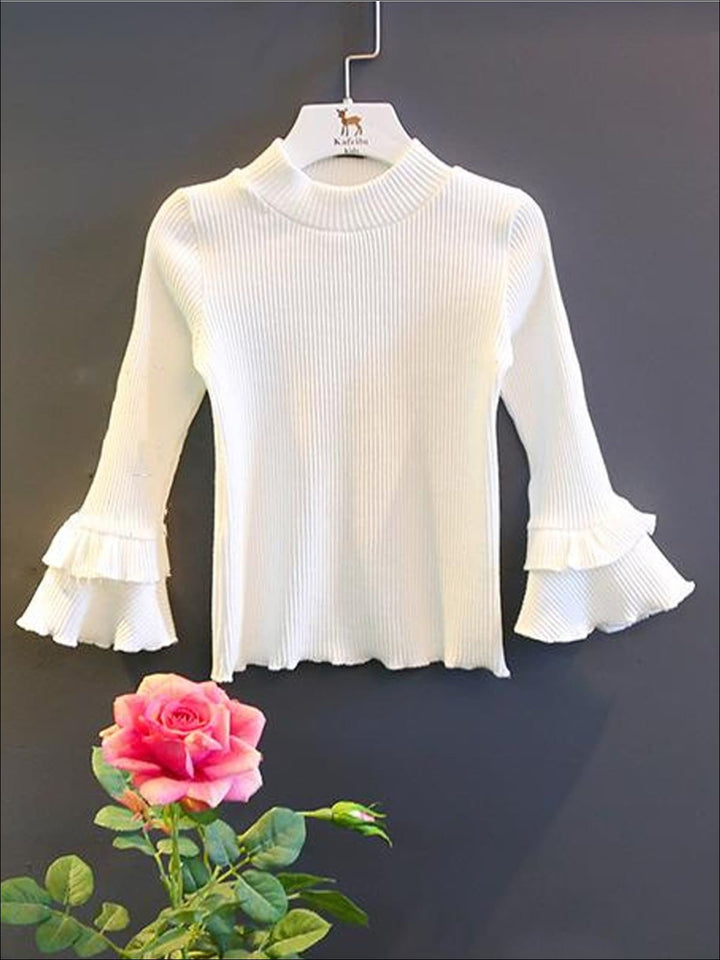 Girls Fall Clothes | Double Flare Sleeve Knit Top | Girls Boutique