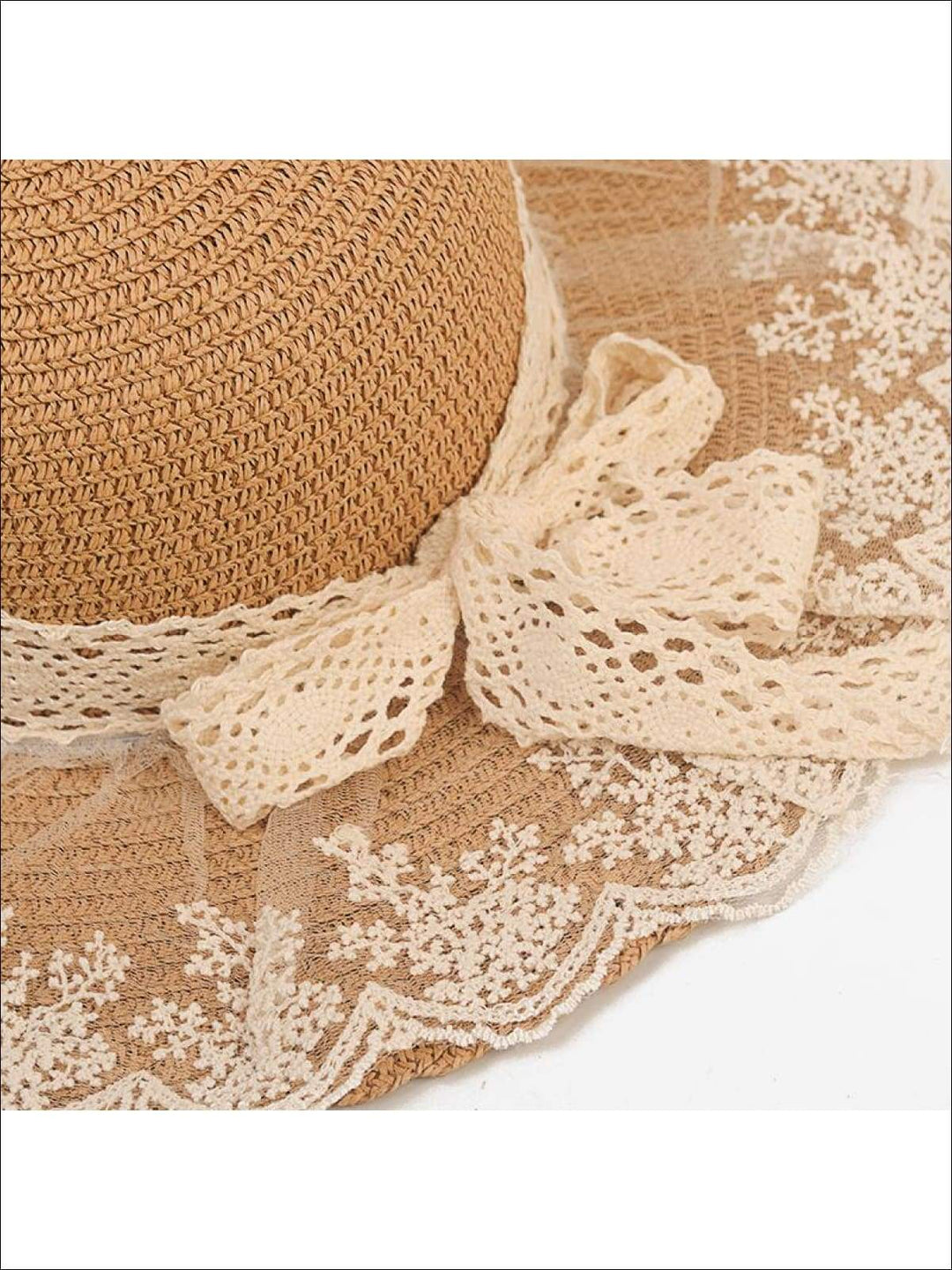 Girls Lace Brim Straw Hat - Girls Hats