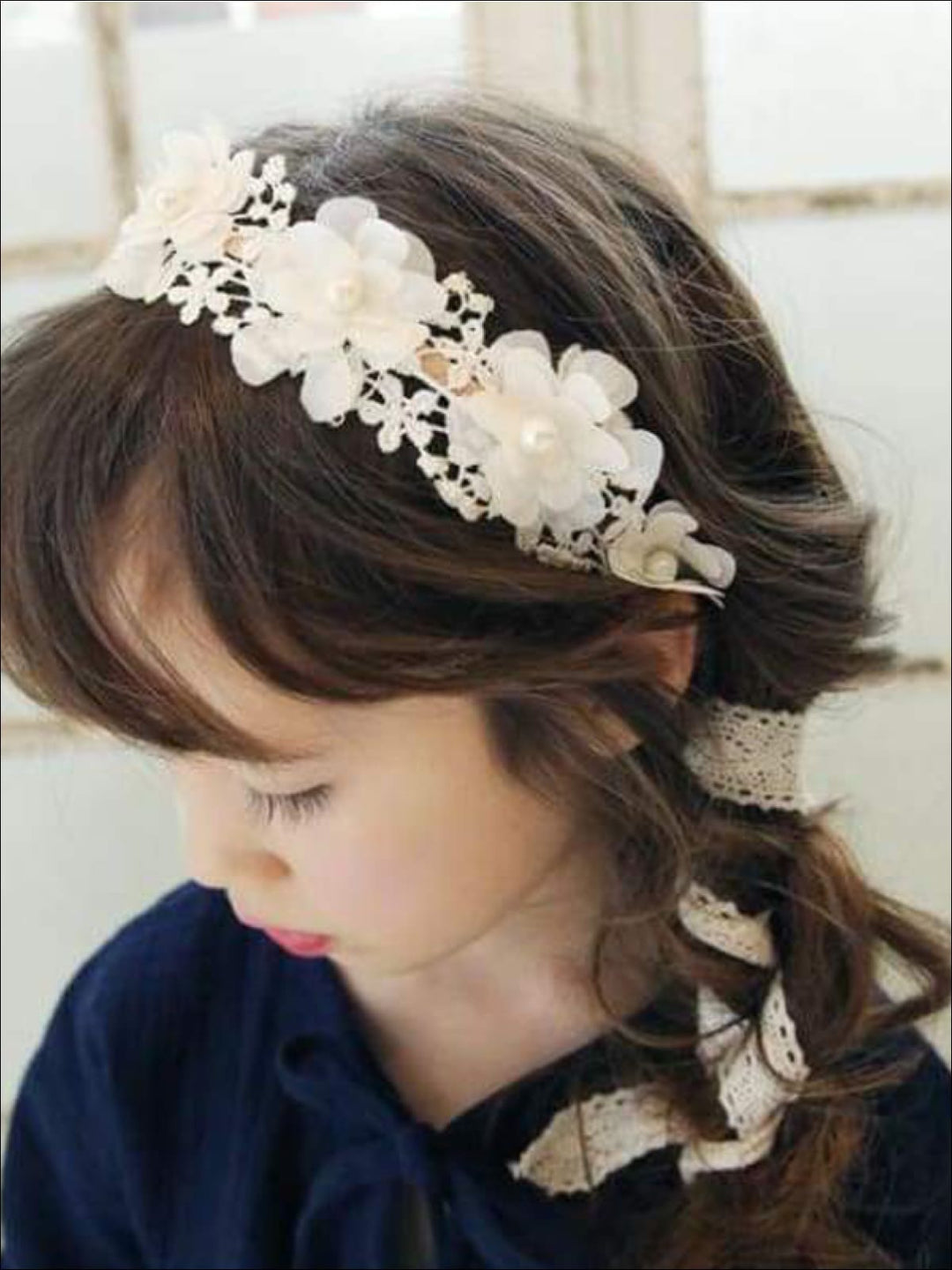 Kids Flower Lace Headband | Girls Hair Accessories - Mia Belle Girls