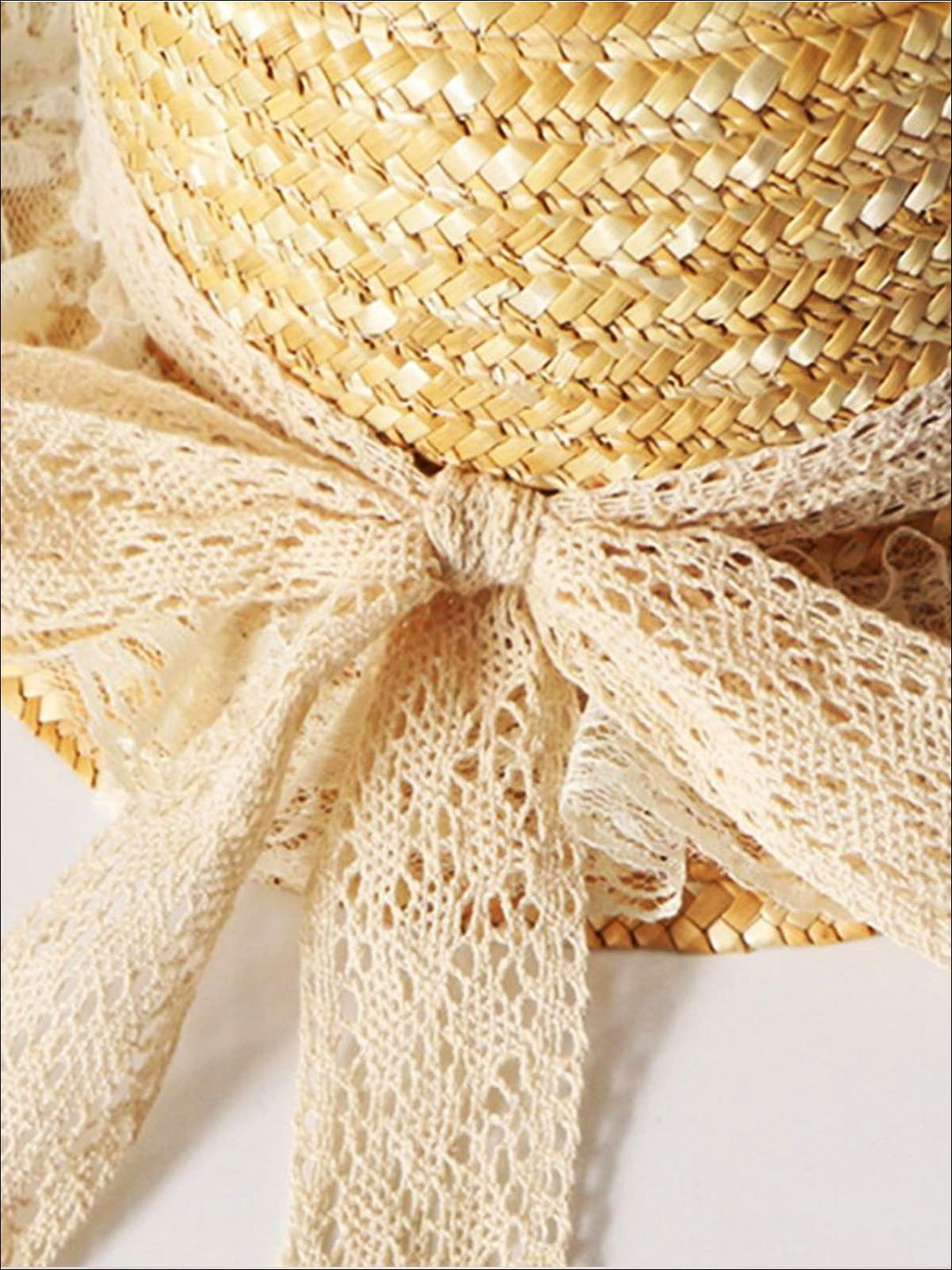 Girls and Women's Lace Ribbon And Trim Straw Hat - Mia Belle Girls