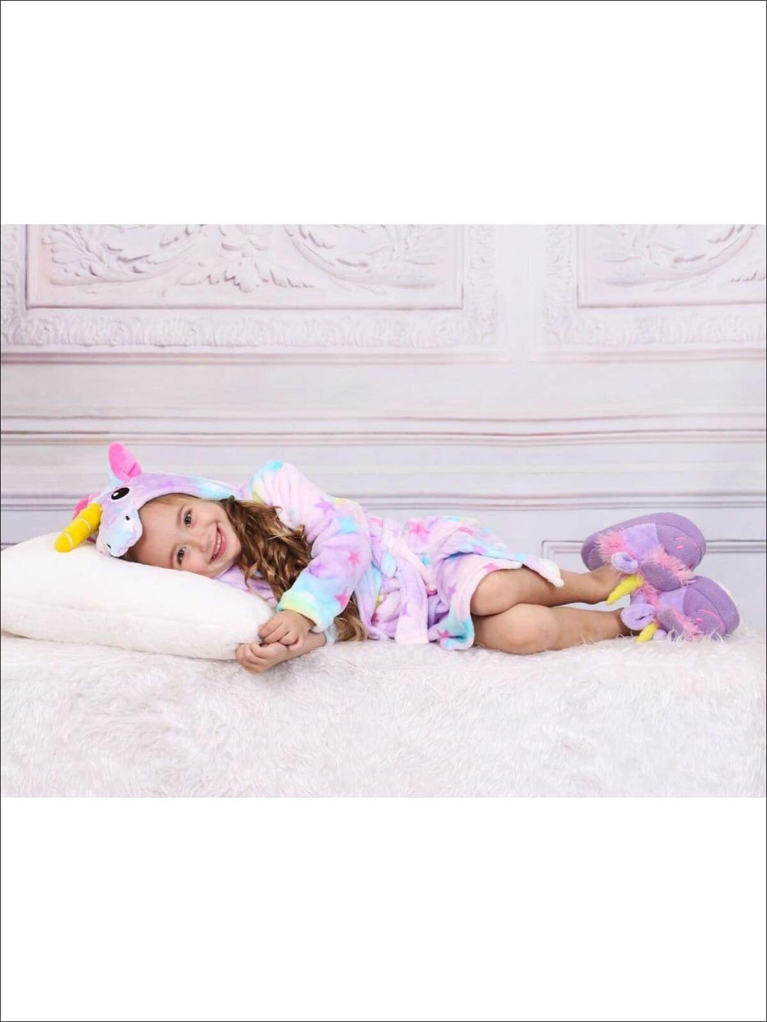 Girls Lavender Unicorn Star Print Bathrobe - Unicorn Bathrobe