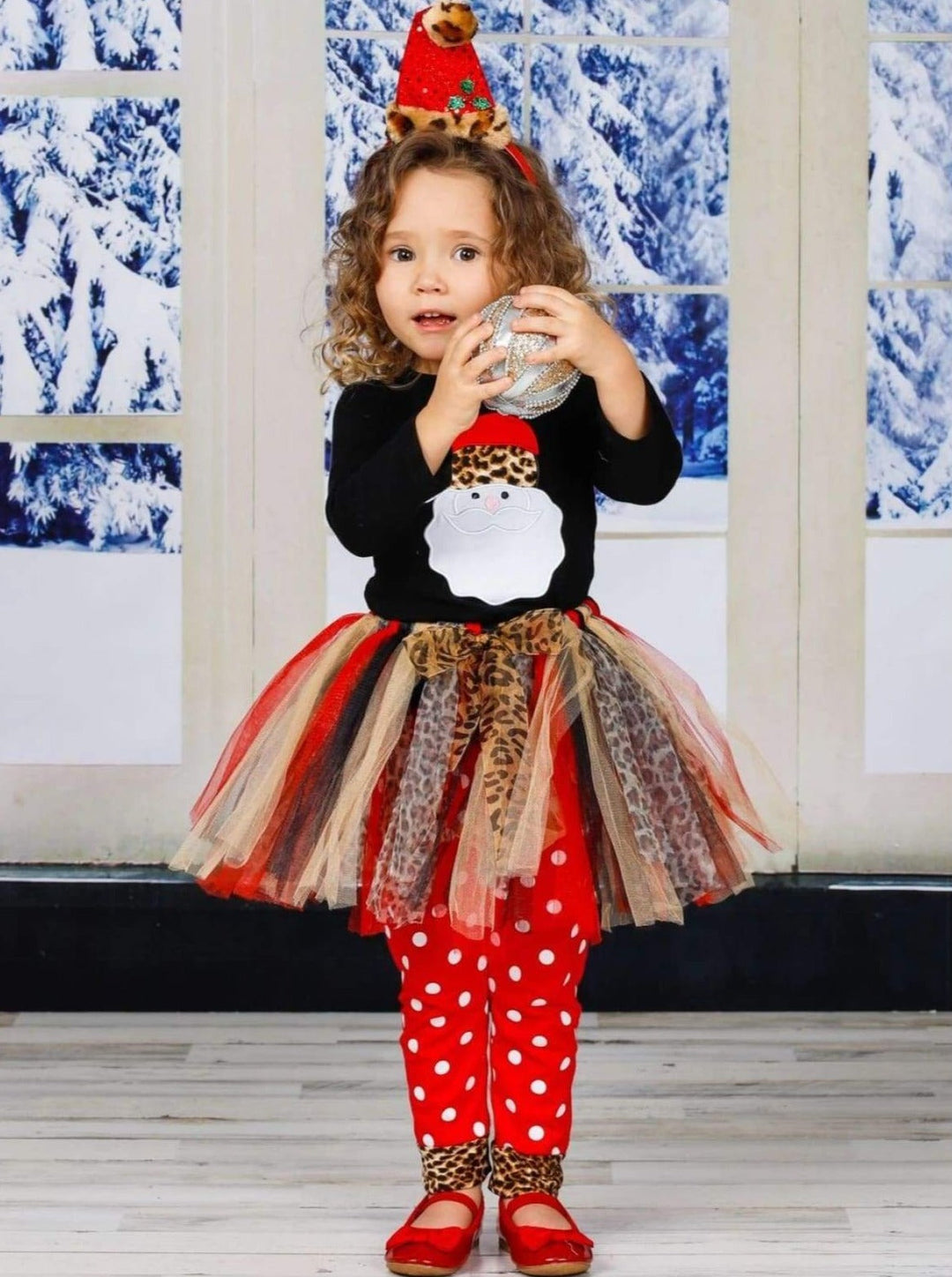 Cute Christmas Sets | Girls Santa Top, Tutu Skirt & Legging Set