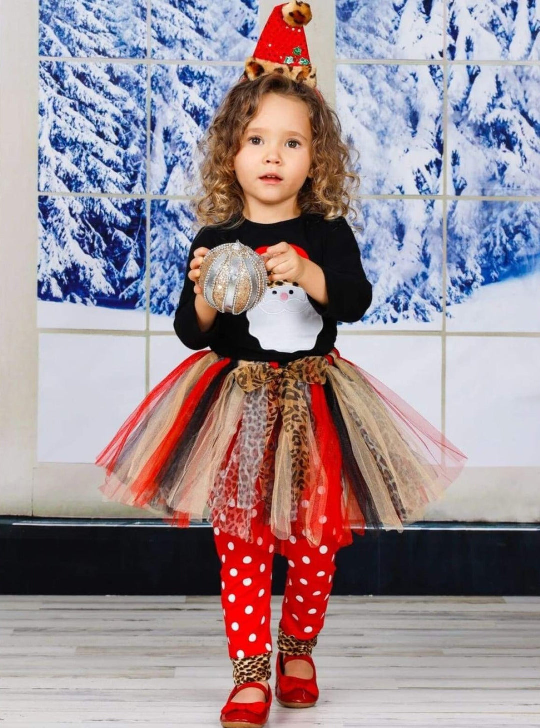 Cute Christmas Sets | Girls Santa Top, Tutu Skirt & Legging Set