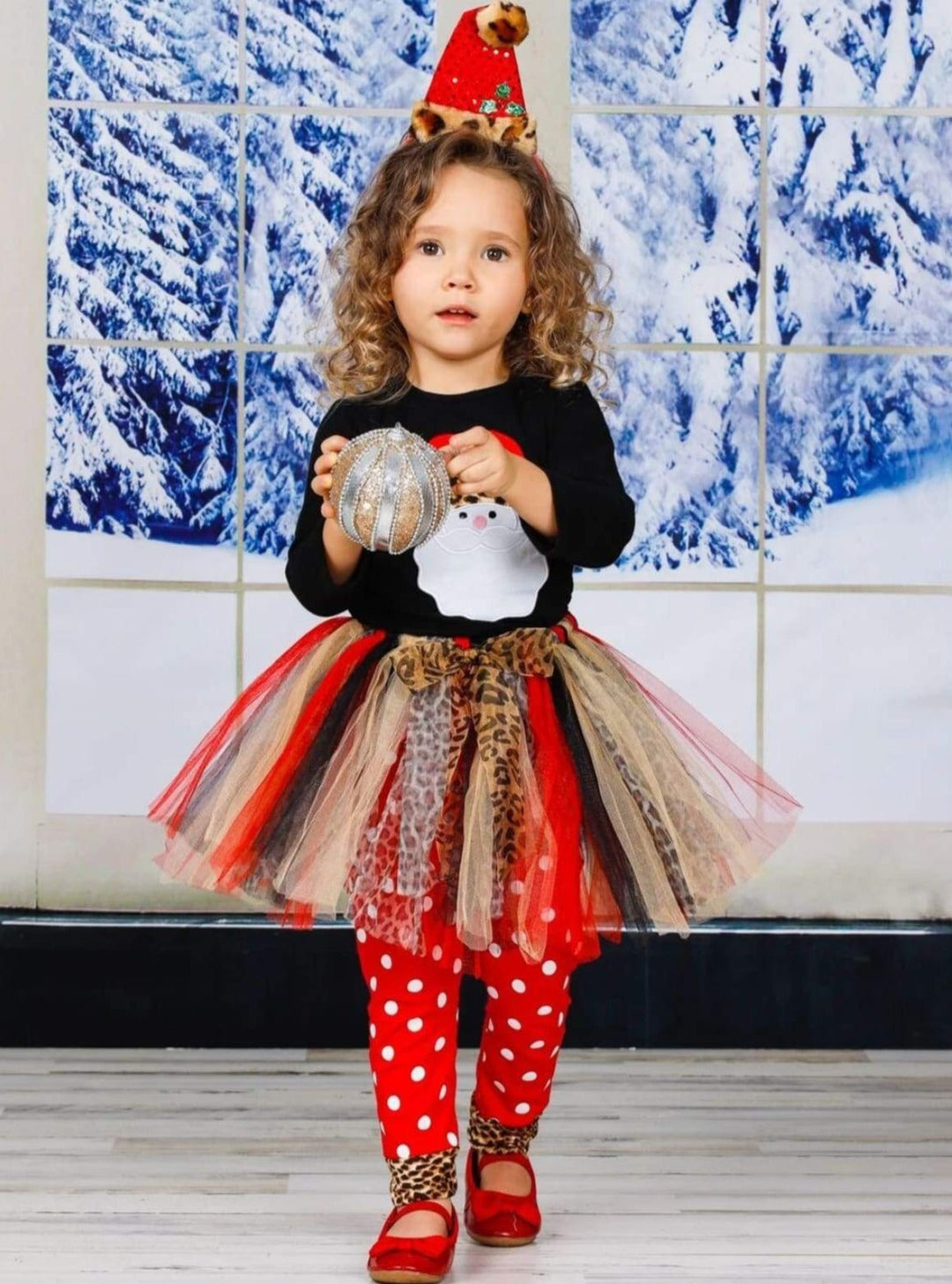 Cute Christmas Sets | Girls Santa Top, Tutu Skirt & Legging Set