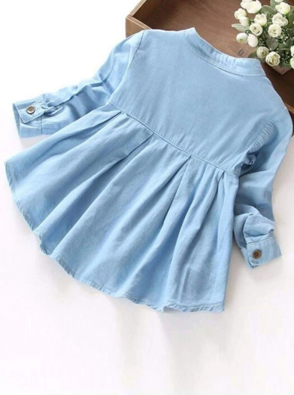 Kids Denim Clothes | Long Sleeve Chambray Dress | Mia Belle Girls