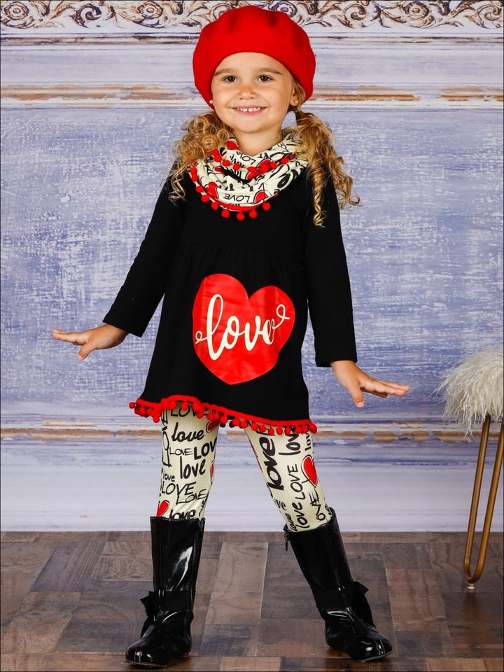 Kids Valentine's Clothes | Girls Heart Tunic, Scarf & Legging Set