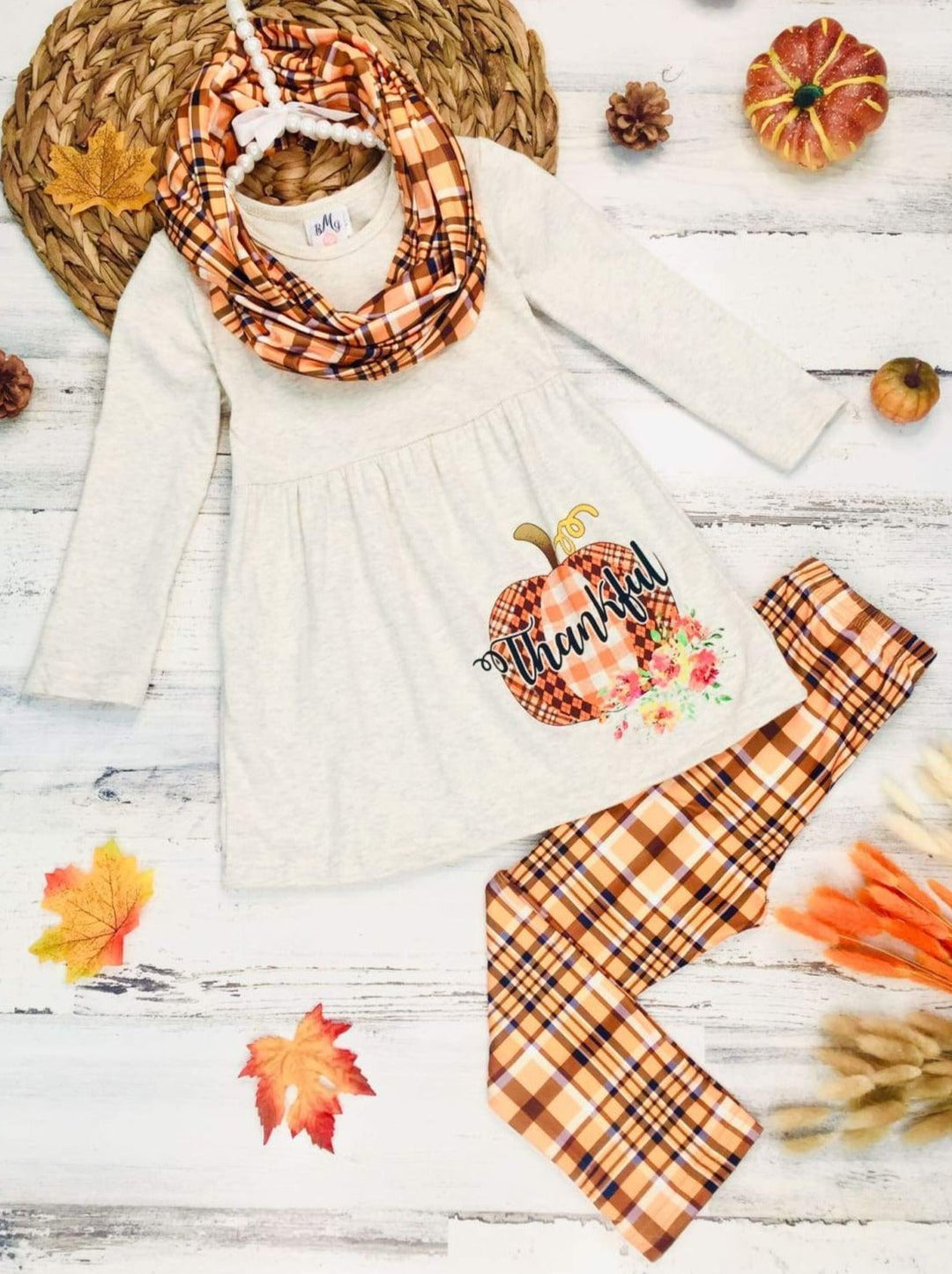 Girls Fall Outfit | Tunic, Leggings & Scarf Set - Mia Belle Girls