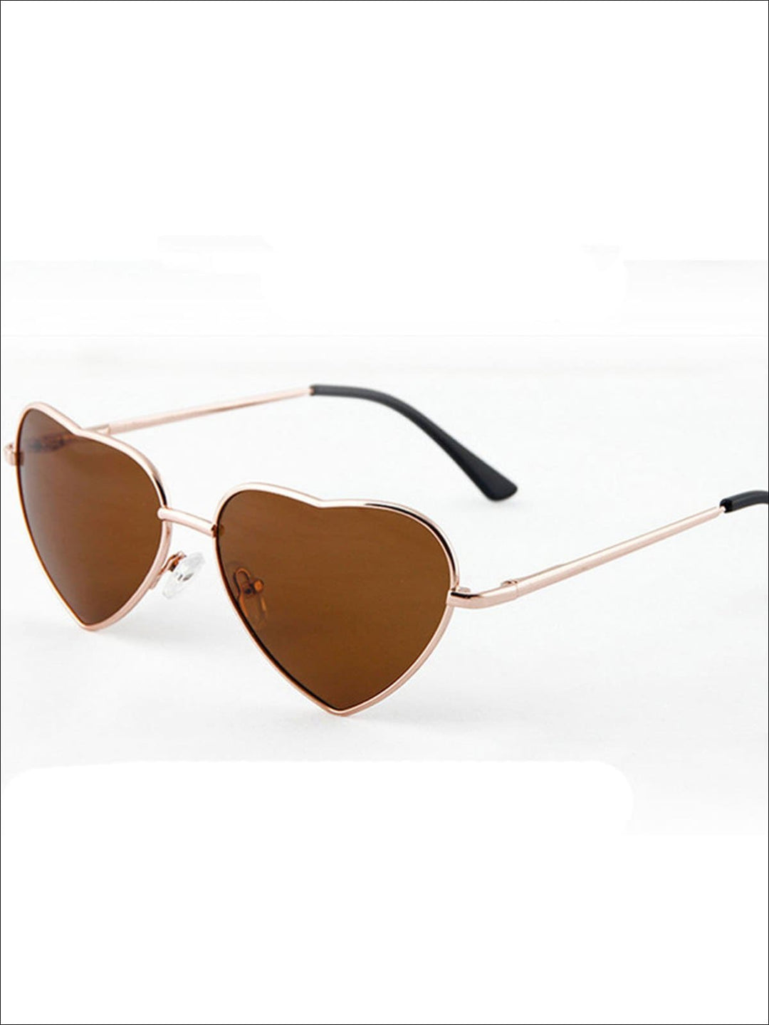 Girls Metallic Heart Sunglasses - Brown - Girls Accessories