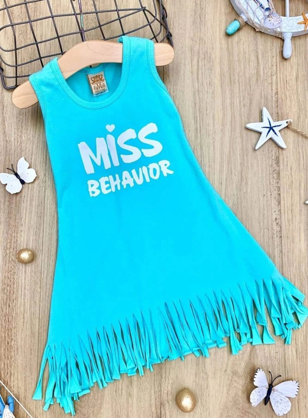 Girls Mint Graphic Fringe Dress (2 Options) - Girls Spring Casual Dress